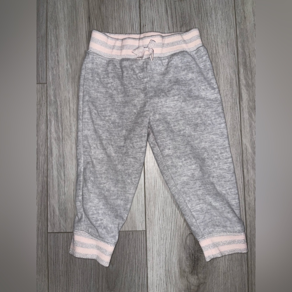 5/$15 George Light Gray and Pink Baby Fleece Sweat Pants